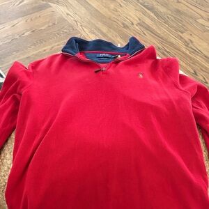 Polo by Ralph Lauren Men's Red Sweatshirt with Navy Collar